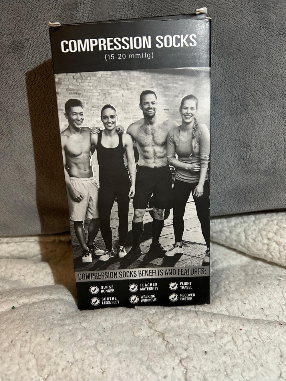Compression Socks (15-20 mmHg) - 2 pack, black and grey, SZ, XL NWT